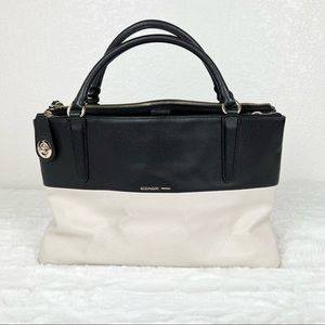 Coach Borough Colorblock Crossgrain Leather Ivory/Black Carryall Bag #36030